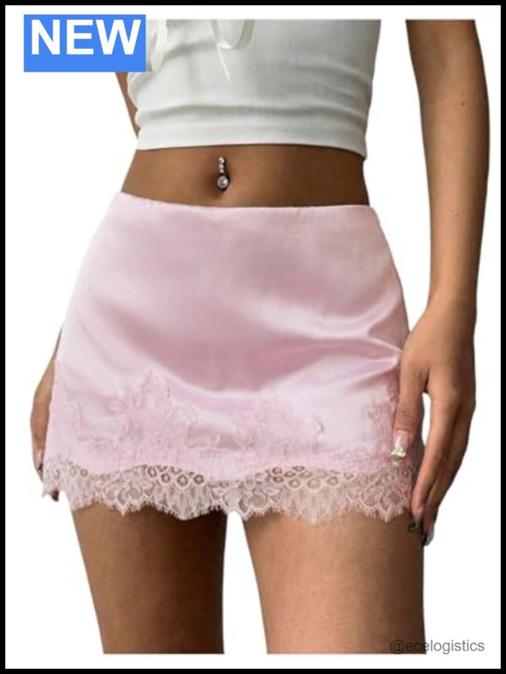 Satin Lace Mini Skirt Low Waist Y2K Going Out Skirt